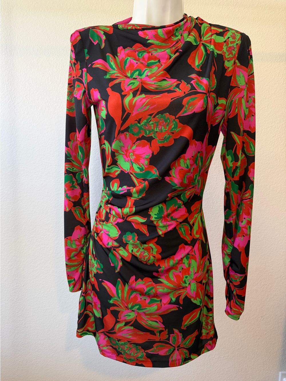 Zara Floral Print Long Sleeve Mini Dress Size XS - Picture 9 of 9